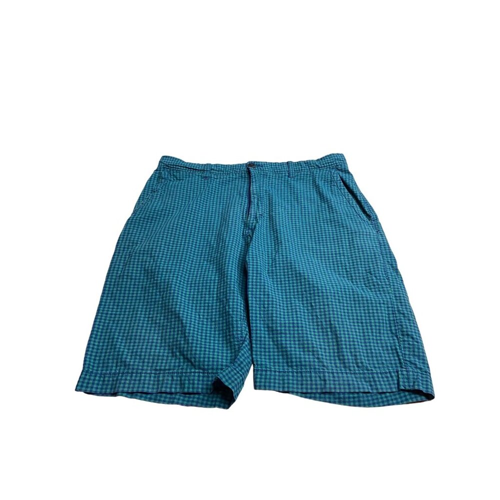 Gap Mens Cotton Shorts Green Blue Plaid Size 35 Preppy